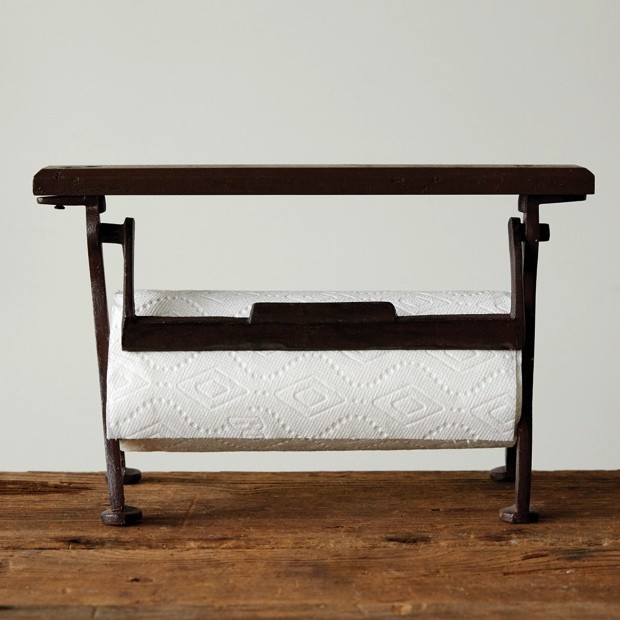 cast-iron-and-wood-paper-towel-holder